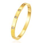 color: Round Stone Bangle Gold -5