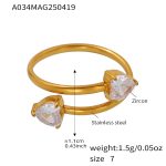 color: A034-Gold 5A Zircon Ring / size: US 7