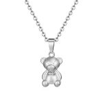 color: MS-190A Bear Pendant Necklace Steel Color