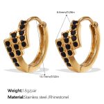 color: EH1115BKG Black Rhinestone Gold Hoop Earrings
