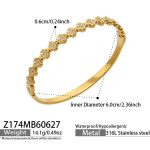 color: Z174-Inlaid Zircon Gold Bangle