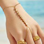 Light Luxury Environmental Protection Stainless Steel Cube Inlaid Zircon Finger Chain Graceful Personality Stackable Ornament Women's Bracelet