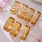 Czech Diamond Wheat Hollow Geometry Bracelet Multi-Style Exaggerated Heavy Industry Stainless Steel Jewelry