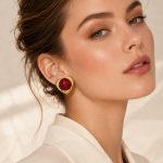 Inlaid Imitation Pearl Love Heart Earrings Stainless Steel 18K Gold Plating Advanced Ornament Female