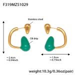 color: F319-Gold Green Enamel Earrings