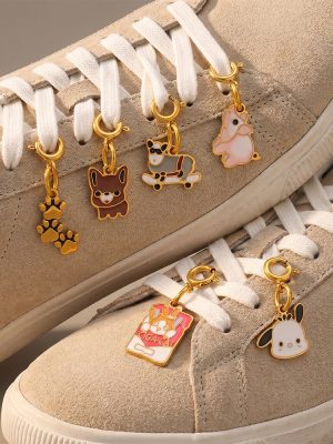 Cute Cartoon DIY Puppy Animal Series Jewelry Buckle Pendant Stainless Steel 18K Gold Plating Removable Hanging Ornament