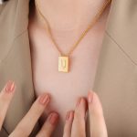 color: P1506-U Letter Gold Necklace -40+5cm