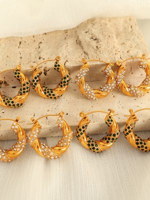 Spring Popular Simplicity Earrings Light Luxury Advanced Twist 18K Gold Plated Personality