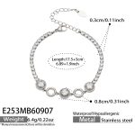color: E253-Round White Zircon Steel Color Bracelet -17.5+5cm