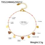 color: TXS224-Gold Heart Pink Zircon Anklet