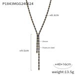 color: P1843-Gold Black Zircon Necklace