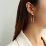 color: F434-Paperclip Earrings Steel Color