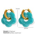 color: EH497 Teal Resin Gold Earrings