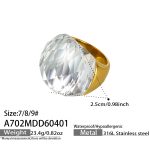 color: A702-White Glass Stone Ring / size: US 7