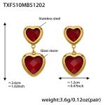 color: TXF510-Red Color Faceted Stone Gold Earrings