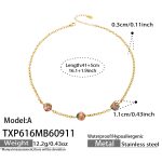 color: TXP616-A Style Multicolor Zircon Ball Gold Necklace -41+5cm