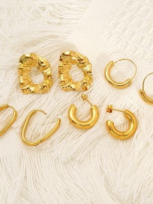 Retro Affordable Luxury High Class Elegant Simple Bracelet Irregular Stainless Steel Earrings for Women