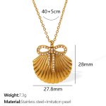 color: XL372WEPG White Bead Gold Necklace