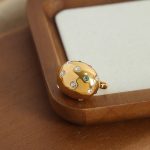 New Personalized Simple and Light Luxury Stainless Steel Gold-Plated Inlaid Colorful Crystals Open Ring Ornament Women