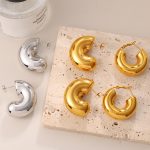 New Light Luxury Advanced Glossy Metal C- Shaped Earrings Simple Geometric Earrings