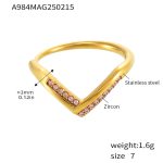 color: A984-Gold Pink Zircon Ring / size: Adjustable US 7
