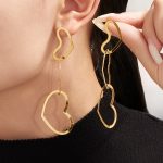 Light Luxury Hollow Heart-Shaped Multi-Part Earring Bracelet Necklace Environmentally Friendly Stainless Steel PVD Gold Plated Jewelry