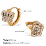 color: EH1054WEG White Rhinestone Gold Small Hoop Earrings