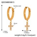 color: Q035-Gold Cross Zircon Earrings