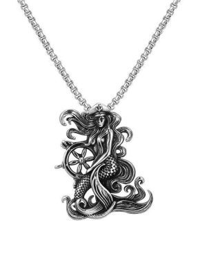 Punk Boat Anchor Mermaid Personalized Creative Stainless Steel Chain Pendant Necklace Clothing Sea God