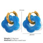 color: EH497 Cobalt Blue Resin Gold Earrings