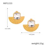 color: F1153-Gold White Glass Stone Earrings
