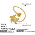 color: A1000-White Zircon Turtle Open Ring -D