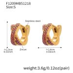 color: F1209-Pink Color Zircon Earrings -Small
