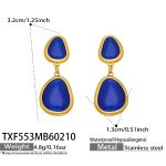 color: TXF553-Sapphire Blue Glass Stone Earrings
