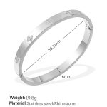 color: SZ203WES White Rhinestone Silver Bangle