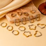 Two-Color Stainless Steel Earrings Women's Simple Geometric Buckle All-Match 18K Earrings