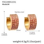 color: F651-Pink Color Zircon Earrings -Medium