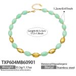 color: TXP604-Light Green Color Resin Gold Necklace -44.5+5cm