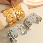 New Electroplated 18K Gold Wide Surface Stainless Steel Bracelet Female Opening Adjustable Butterfly Shape Advanced Bracelet