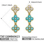 color: TXF130-Lake Blue Color Zircon Gold Earrings