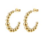 color: C Shape Welded Bead Earrings Gold MS-035