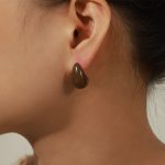color: F519-Small Brown Colored Glaze Earrings