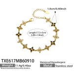 color: TXE617-Black Zircon Gold Bracelet -17.5+5cm