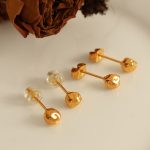 New Simple Design Earrings Premium Bean-Shaped Stud Earrings Vintage round Ball Exquisite Jewelry