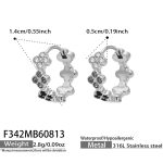 color: F342-Black Zircon Steel Color Earrings