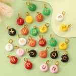 Dopamine Contrast Color 26 Letters Beanie Pendant Stainless Steel DIY Bracelet Necklace Accessories