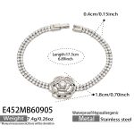 color: E452-White Zircon Large Flower Steel Color Bracelet -17.5cm