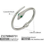 color: Z327-Snake Zircon Steel Color Open Bangle