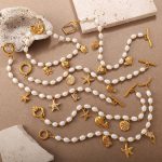 Creative Ocean Theme Freshwater Pearl DIY Dolphin Pendant Bracelet Plated 18K Gold Accessories Women