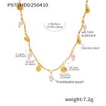 color: P978 Gold Freshwater Pearl Necklace 40+5cm